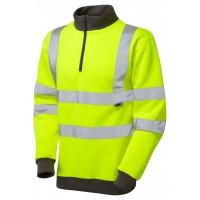 Leo Workwear Brynsworthy Class 3 Yellow Hi Vis 1/4 Zip Sweatshirt